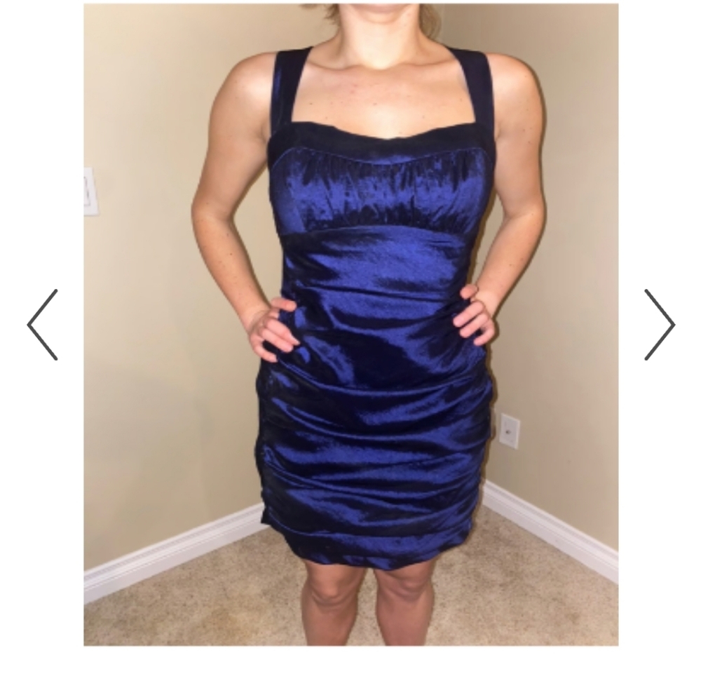 Jessica McClintock Royal Iridescent Cocktail Dress